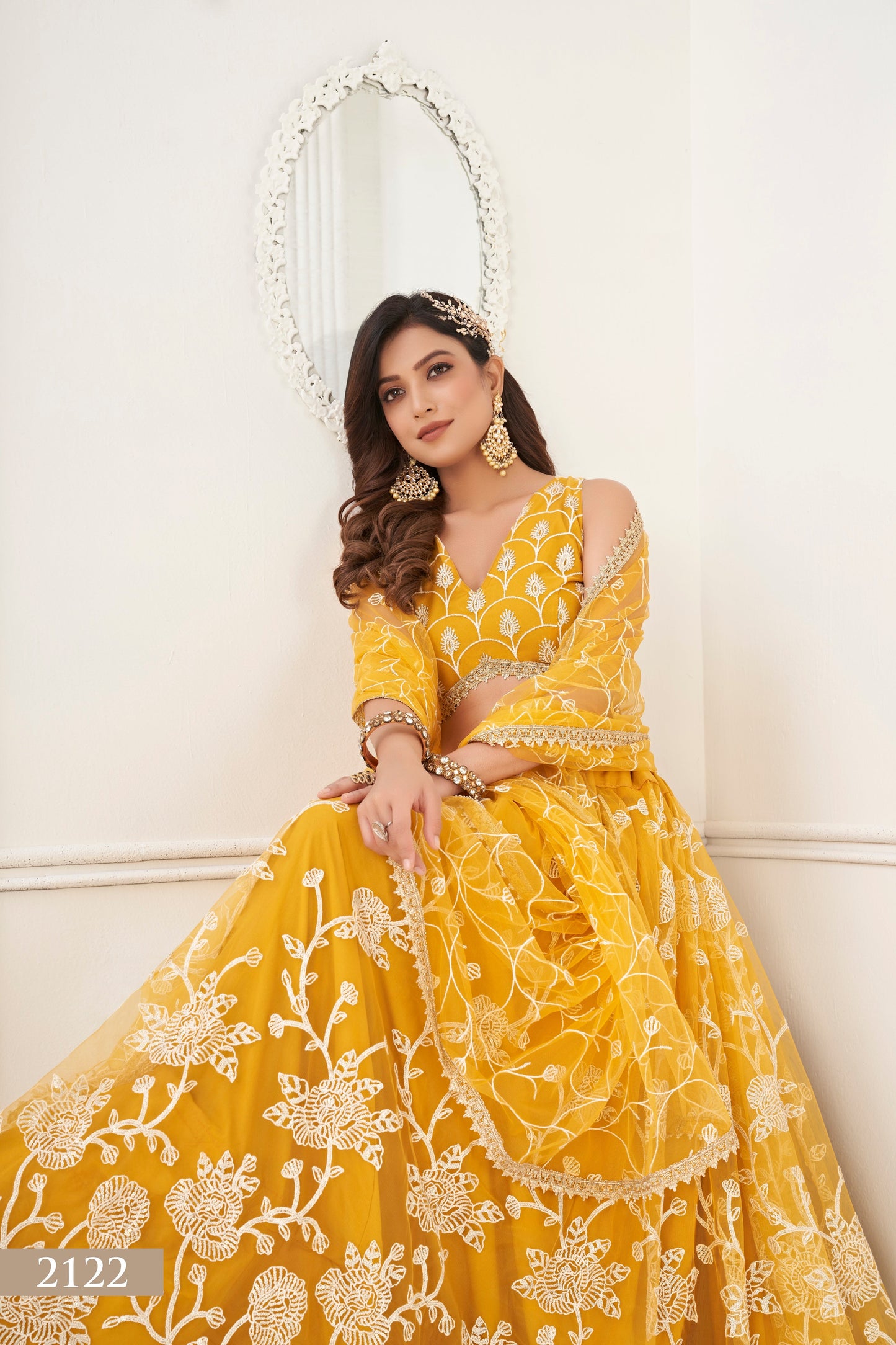 Yellow Colour With Embroidery Zari And Sequins Work Reception Wear , Garba Wear , Engagement Wear , wedding Guest Lehenga Choli
