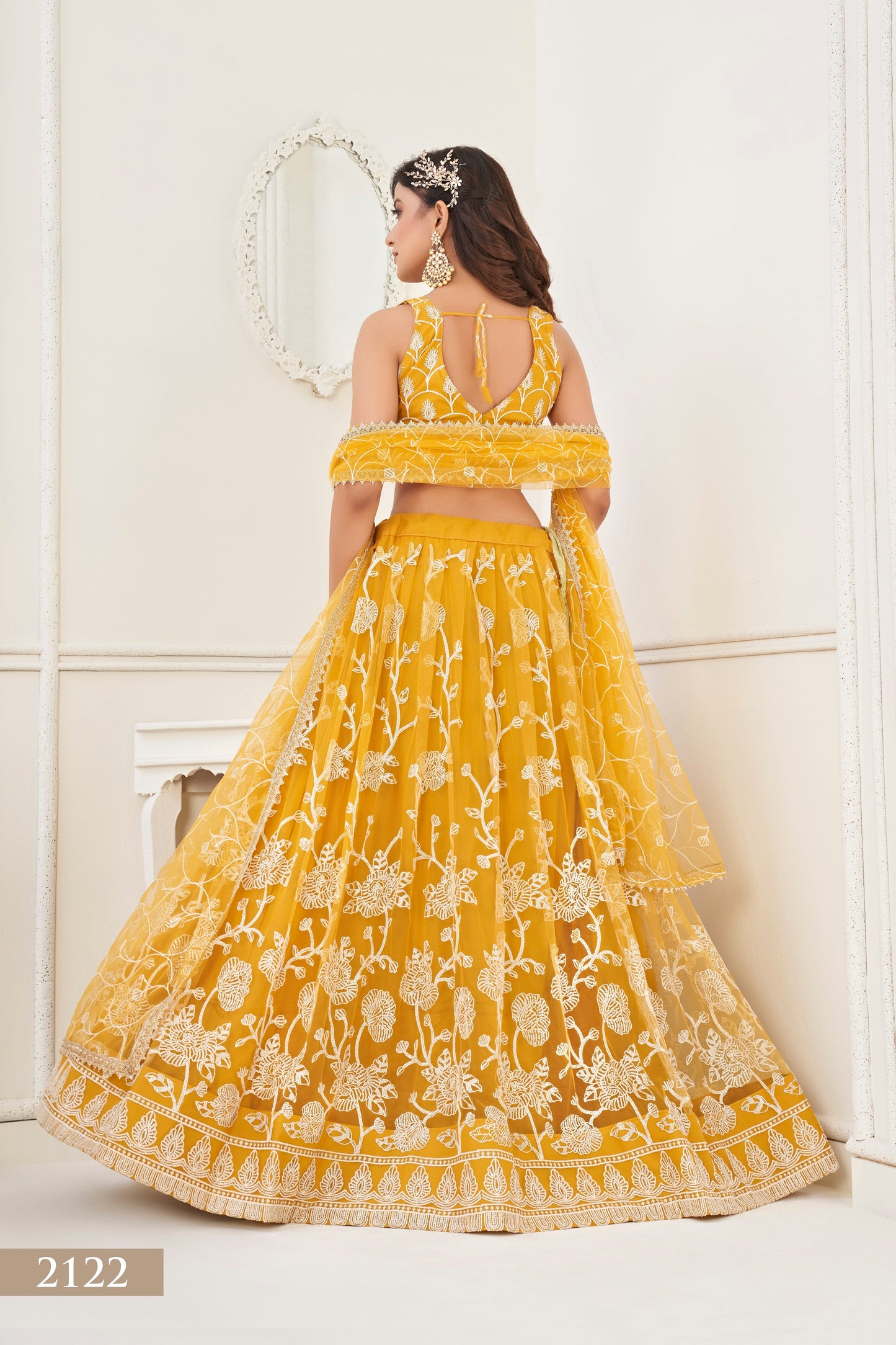 Yellow Colour With Embroidery Zari And Sequins Work Reception Wear , Garba Wear , Engagement Wear , wedding Guest Lehenga Choli