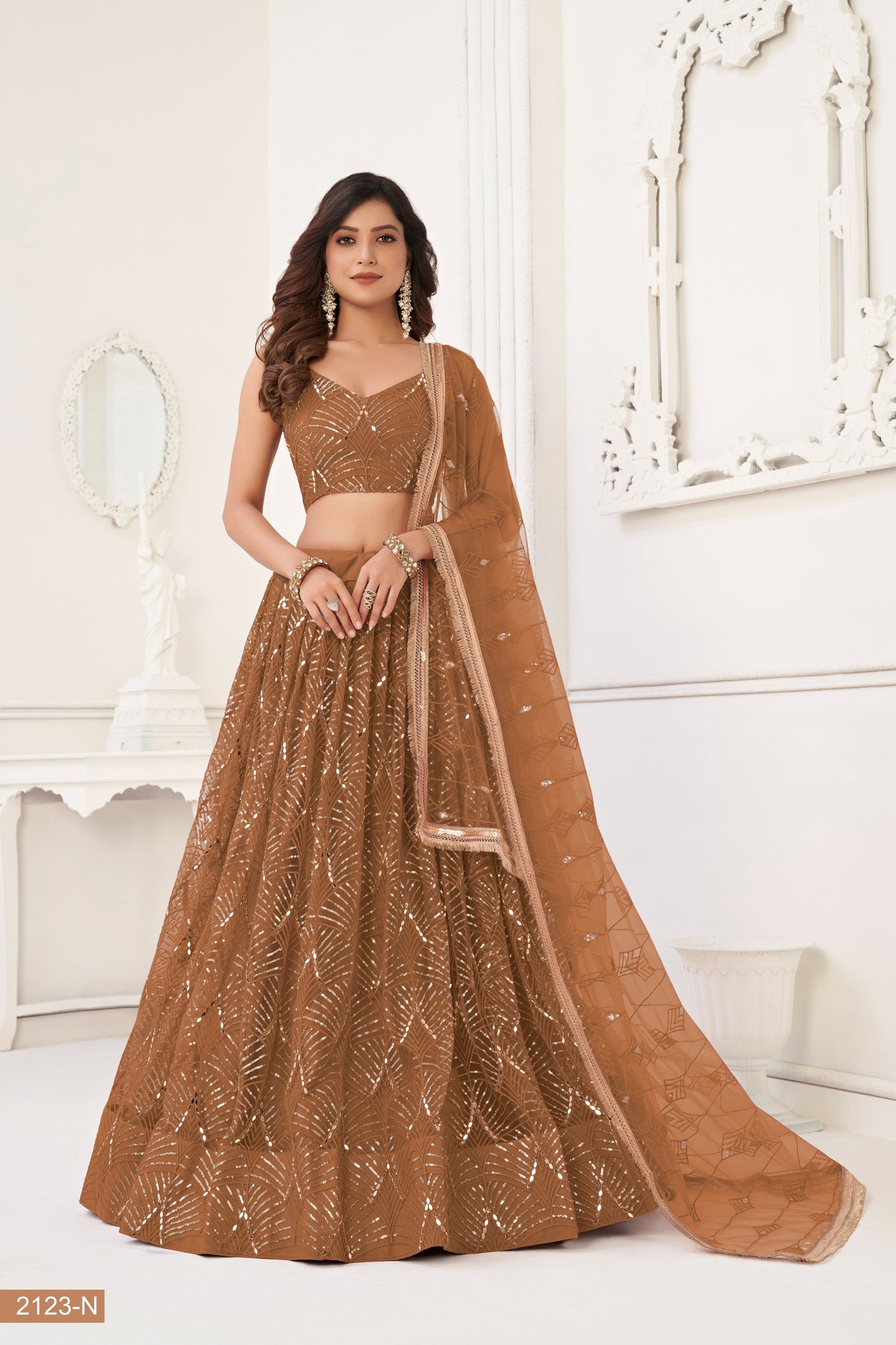Brown lehenga choli for women indian wedding wear bridal party wear sangeet function wear reception wear wedding guest lehenga choli