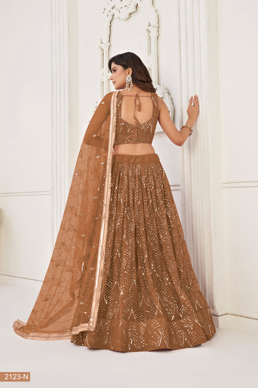 Brown lehenga choli for women indian wedding wear bridal party wear sangeet function wear reception wear wedding guest lehenga choli