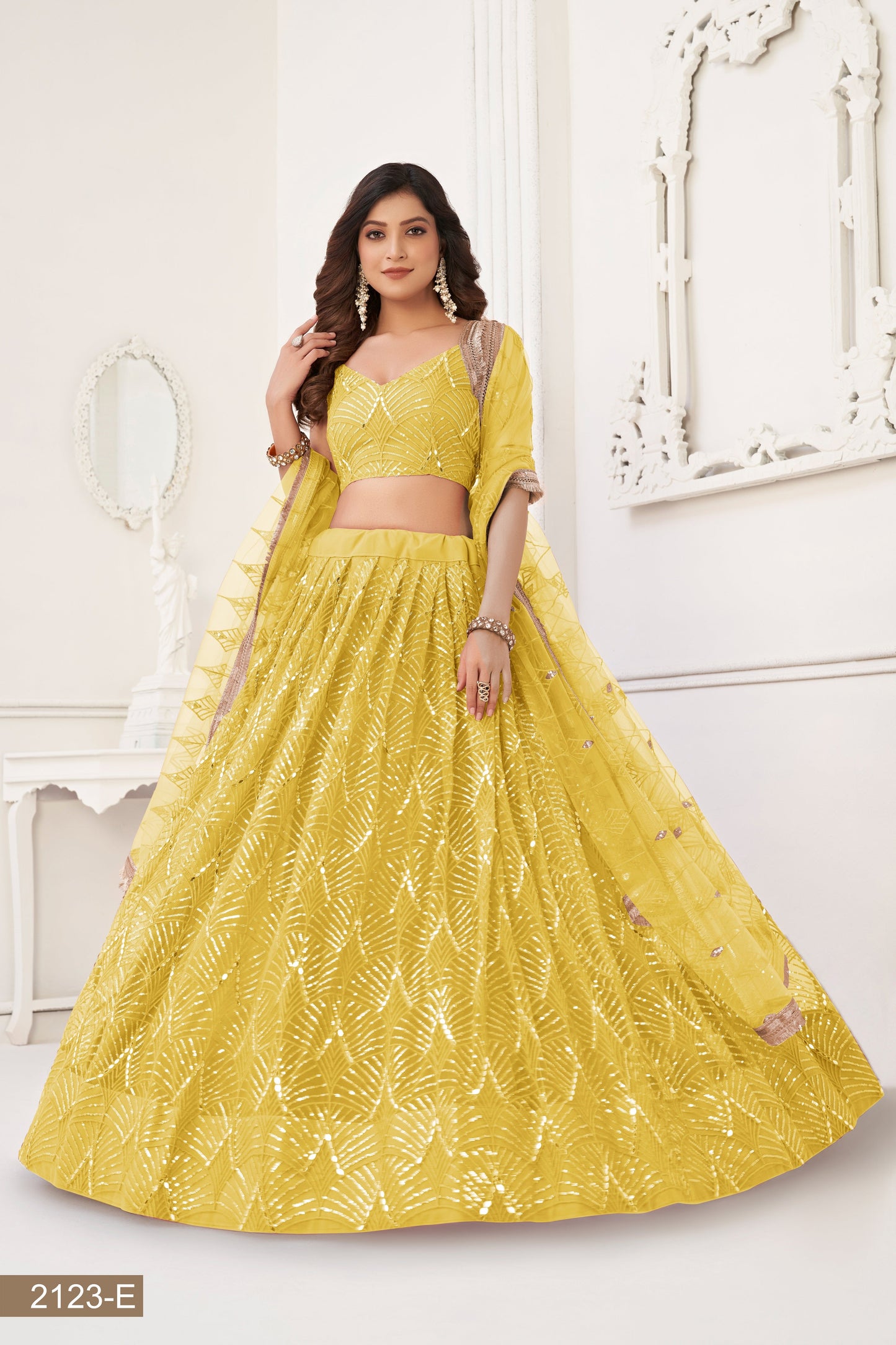 Yellow lehenga choli for women indian wedding wear bridal party wear sangeet function wear reception wear wedding guest lehenga choli