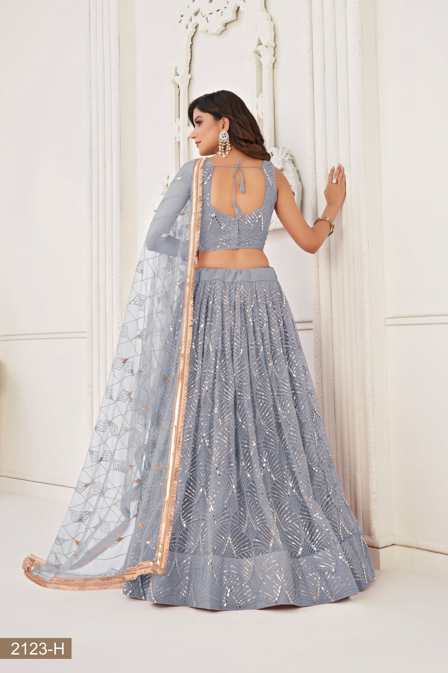Lightgrey lehenga choli for women indian wedding wear bridal party wear sangeet function wear reception wear wedding guest lehenga choli