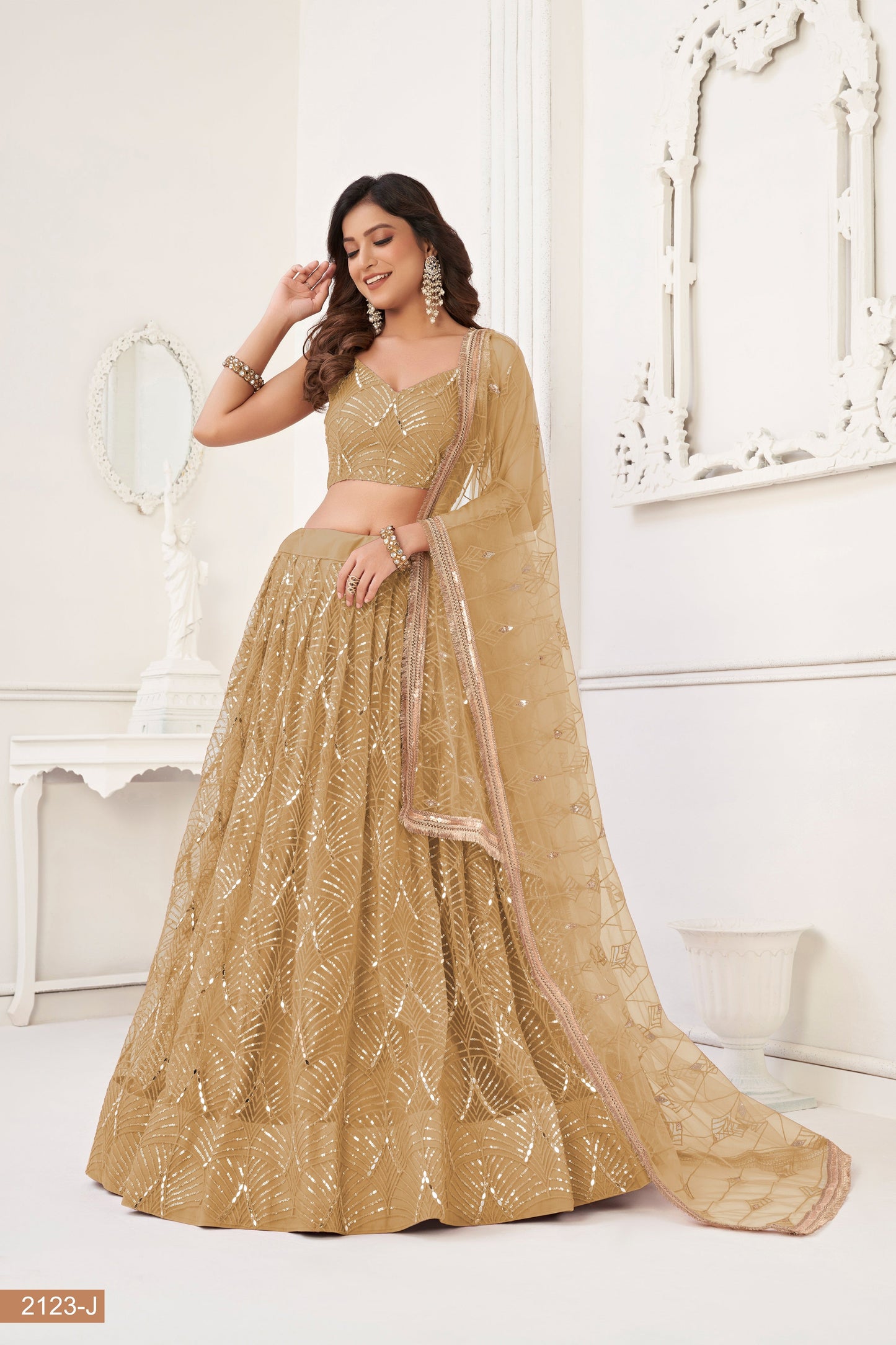Beige lehenga choli for women indian wedding wear bridal party wear sangeet function wear reception wear wedding guest lehenga choli