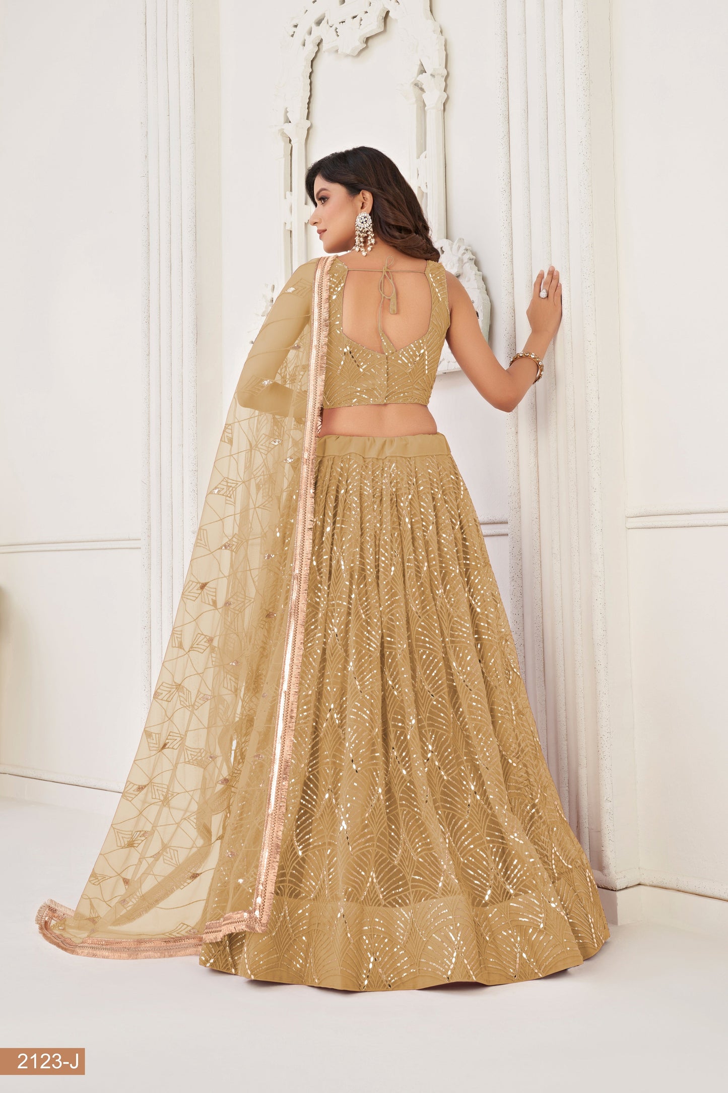 Beige lehenga choli for women indian wedding wear bridal party wear sangeet function wear reception wear wedding guest lehenga choli