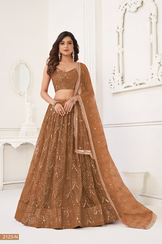 Brown lehenga choli for women indian wedding wear bridal party wear sangeet function wear reception wear wedding guest lehenga choli