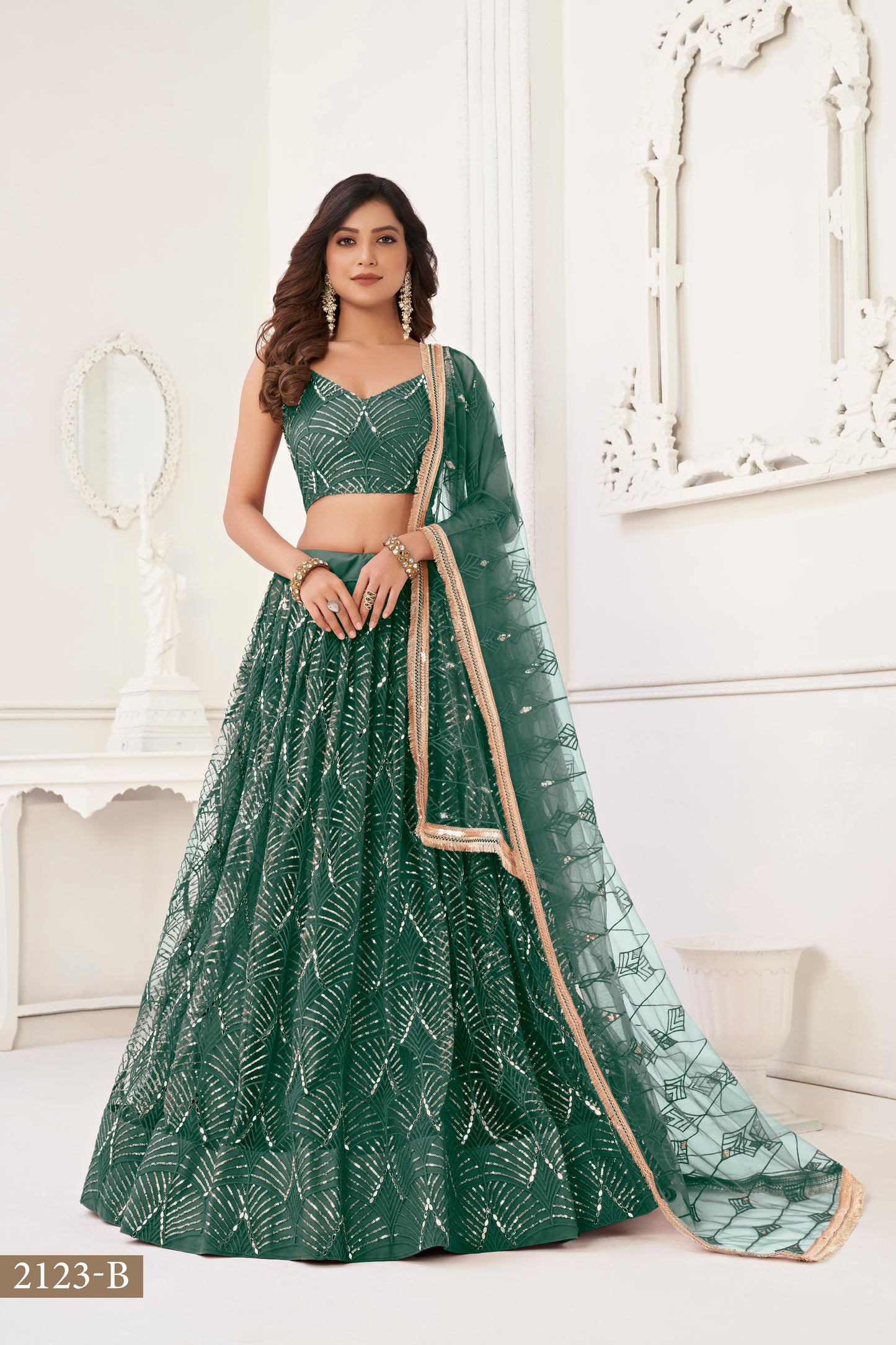 Bottle Green  lehenga choli for women indian wedding wear bridal party wear sangeet function wear reception wear wedding guest lehenga choli