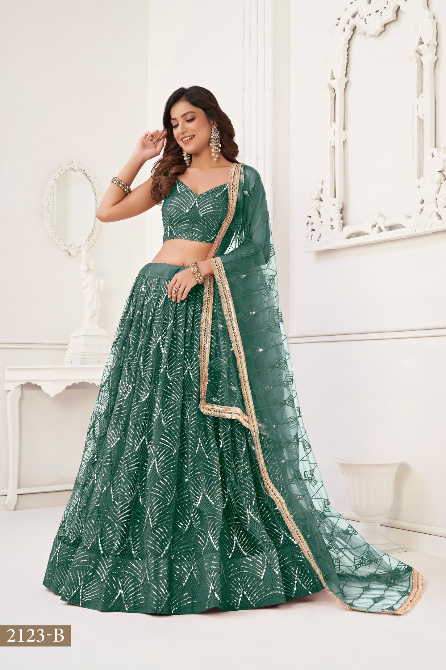 Bottle Green  lehenga choli for women indian wedding wear bridal party wear sangeet function wear reception wear wedding guest lehenga choli