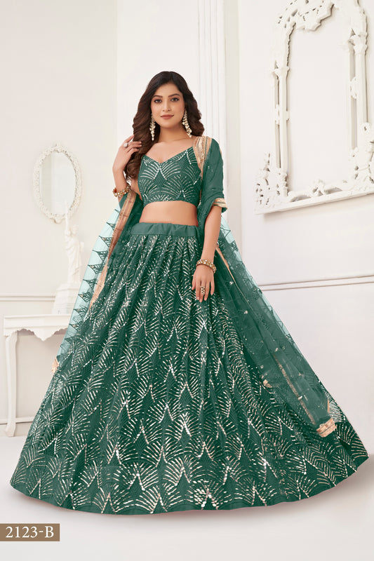 Bottle Green  lehenga choli for women indian wedding wear bridal party wear sangeet function wear reception wear wedding guest lehenga choli