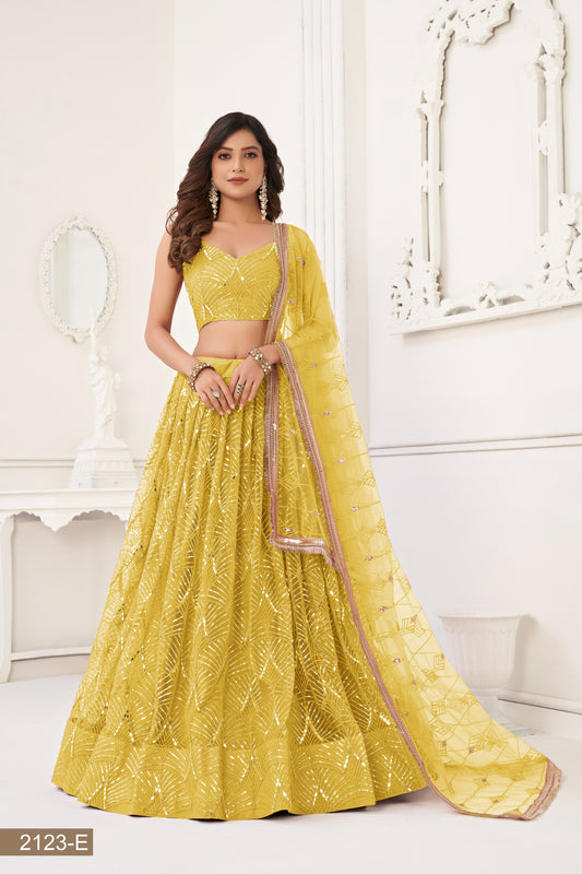 Yellow lehenga choli for women indian wedding wear bridal party wear sangeet function wear reception wear wedding guest lehenga choli