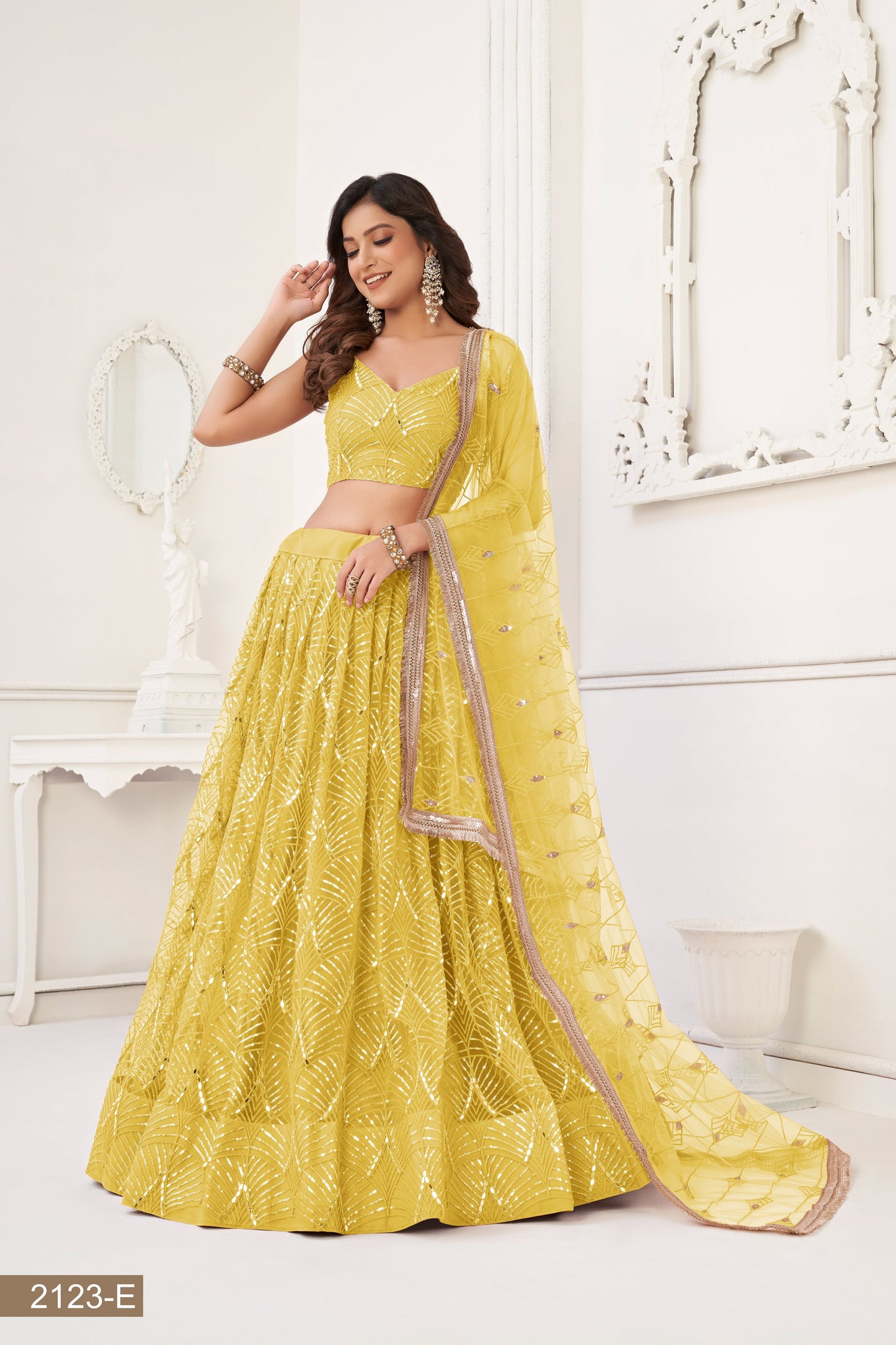 Yellow lehenga choli for women indian wedding wear bridal party wear sangeet function wear reception wear wedding guest lehenga choli