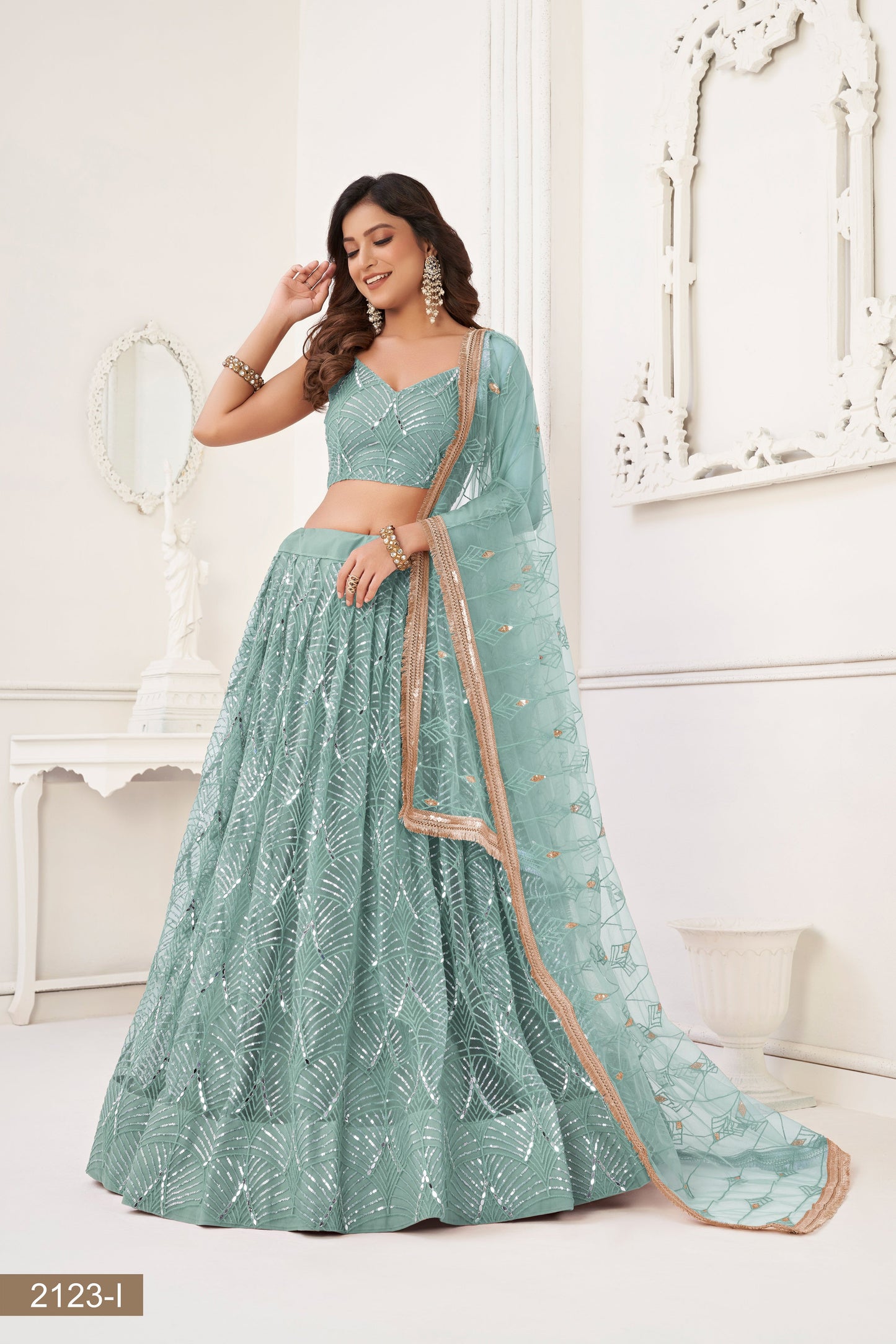 Oceanblue lehenga choli for women indian wedding wear bridal party wear sangeet function wear reception wear wedding guest lehenga choli